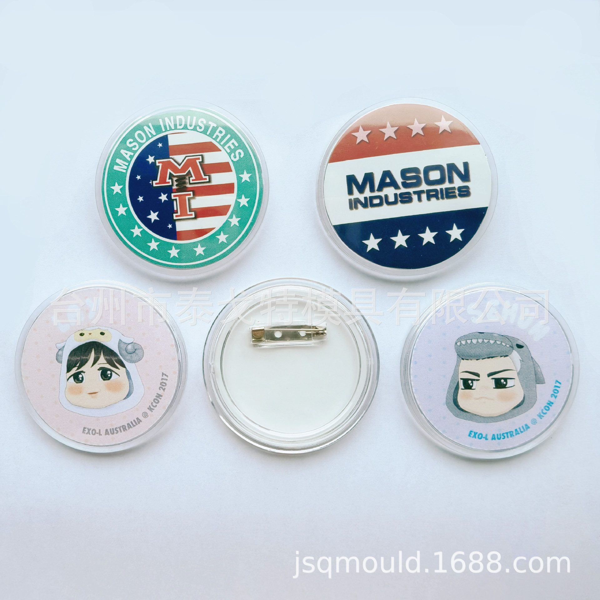 Insignia transparente de acrílico transparente insignia consumibles al por mayor 58/44/37/25mm múltiples tamaños disponibles