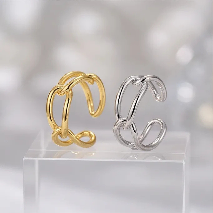 European and American Light Luxury Style Adjustable Open Ring for Women, Ins-Style Unique Niche Design Ring with a High-End Feel, Versatile Index Finger Ring