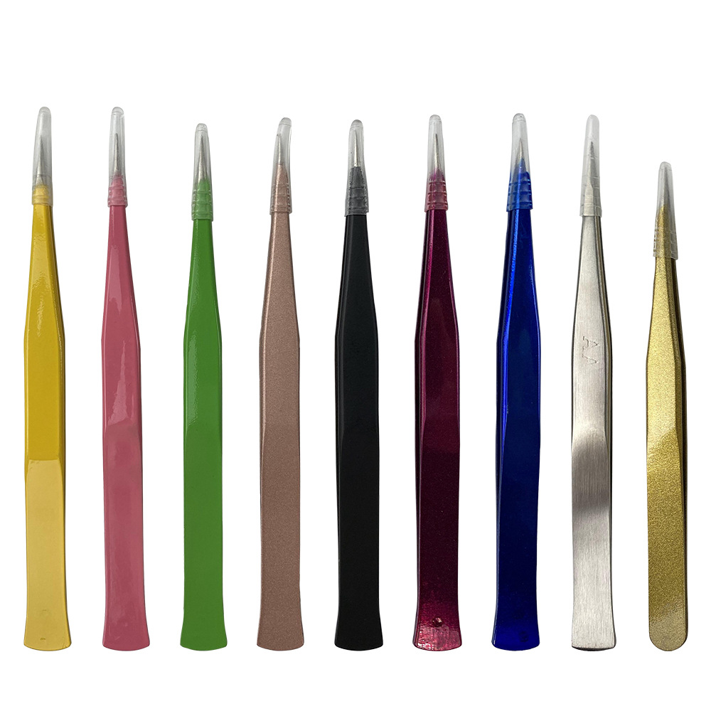 1.0mm加厚不锈钢彩色镊子马卡龙手账镊子直头弯头粉色紫色蓝色