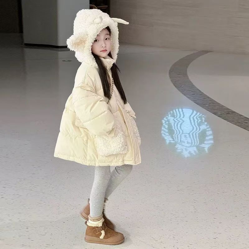 可爱女宝宝童装连帽羊羔毛棉服冬季2025年新款设计感小众儿童棉衣|undefined