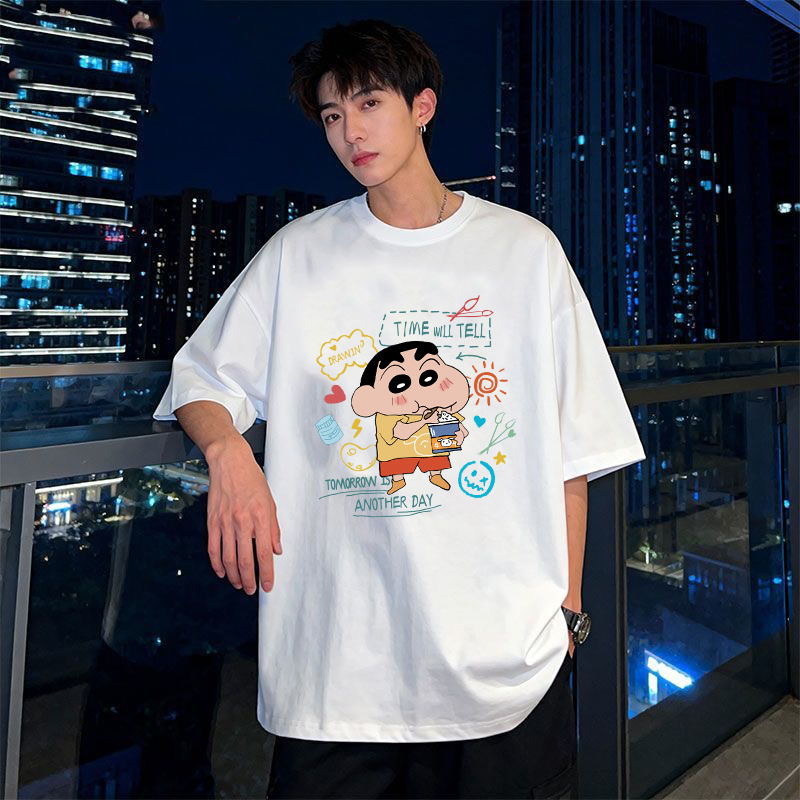 2026 pequeño nuevo impresión versátil inns cuello redondo camiseta de manga corta camiseta casuales blanco t ropa de pareja para hombres y mujeres T comercio exterior