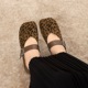 8866-2 square headed leopard print color blocked Mary Jane shoes with a raised buckle inside, single shoe, casual evening style commuting women's shoes