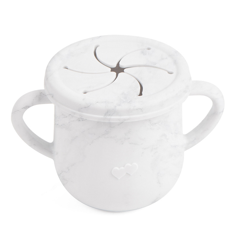 Silicona de grado alimenticio para niños snack Cup mango binaural portátil resistente a la caída con taza de paja de bebé taza de bebida de silicona