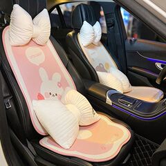 Car seat cushion for all four seasons, summer cool cushion, cute cartoon ice silk seat cushion with bear and rabbit, rear ventilation seat for summer