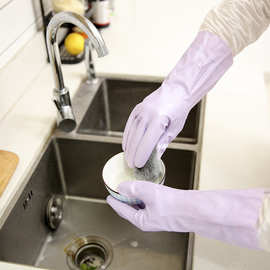 日本进口防水塑胶手套 防滑耐用家务清洁橡胶加厚手套