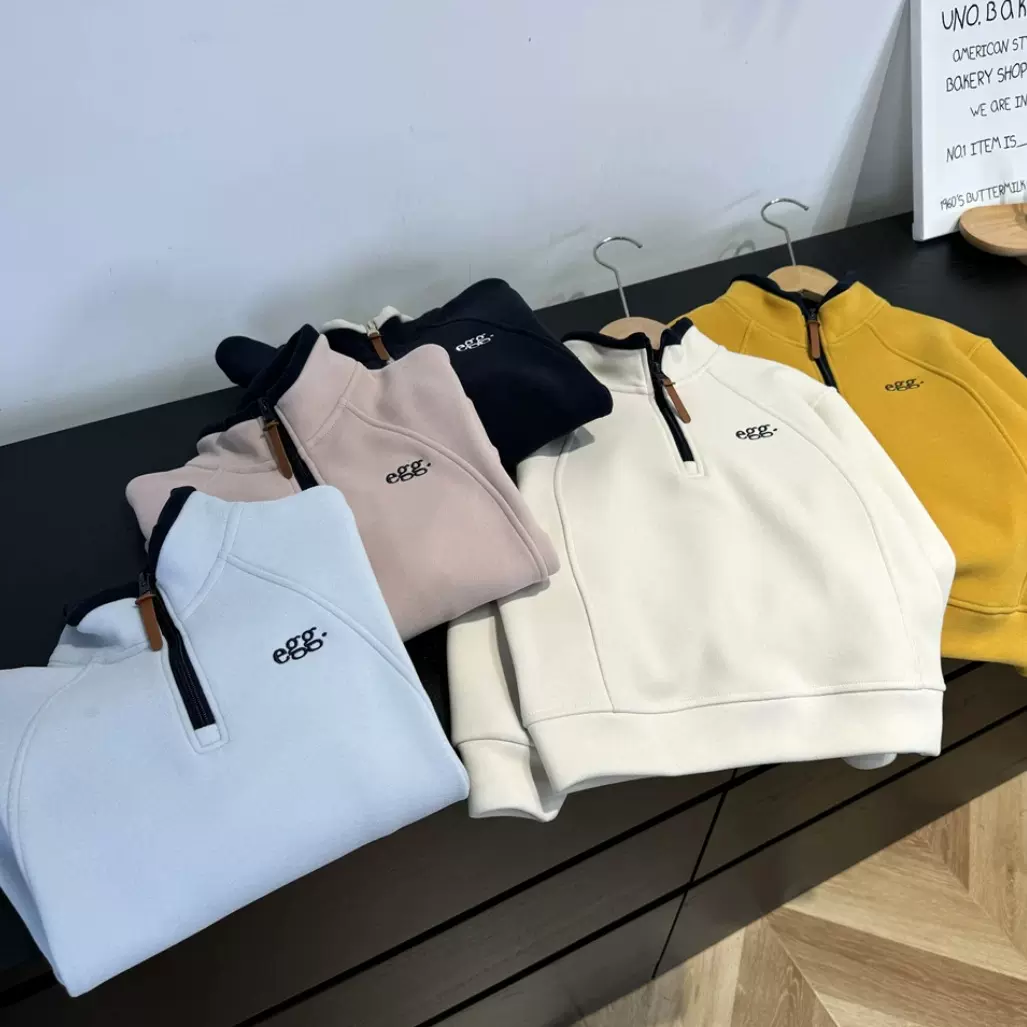 2025年秋冬季新款立领半拉链卫衣中大童男童女童保暖打底休闲上衣