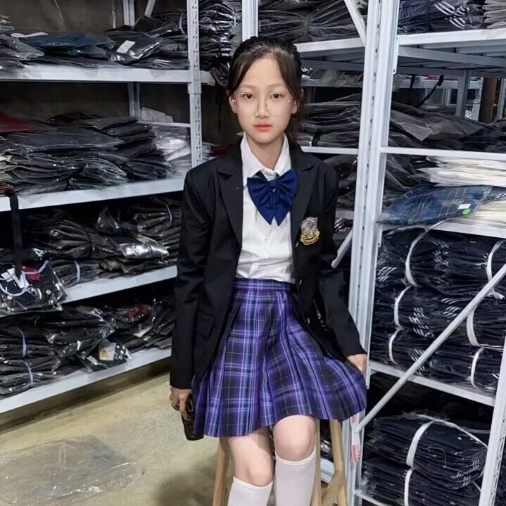 JK 제복 정장 여성 가을, 겨울 원래 대학 스타일 검은 학교 공급 감각 작은 연인 폭풍 격자 무늬 스커트 정장