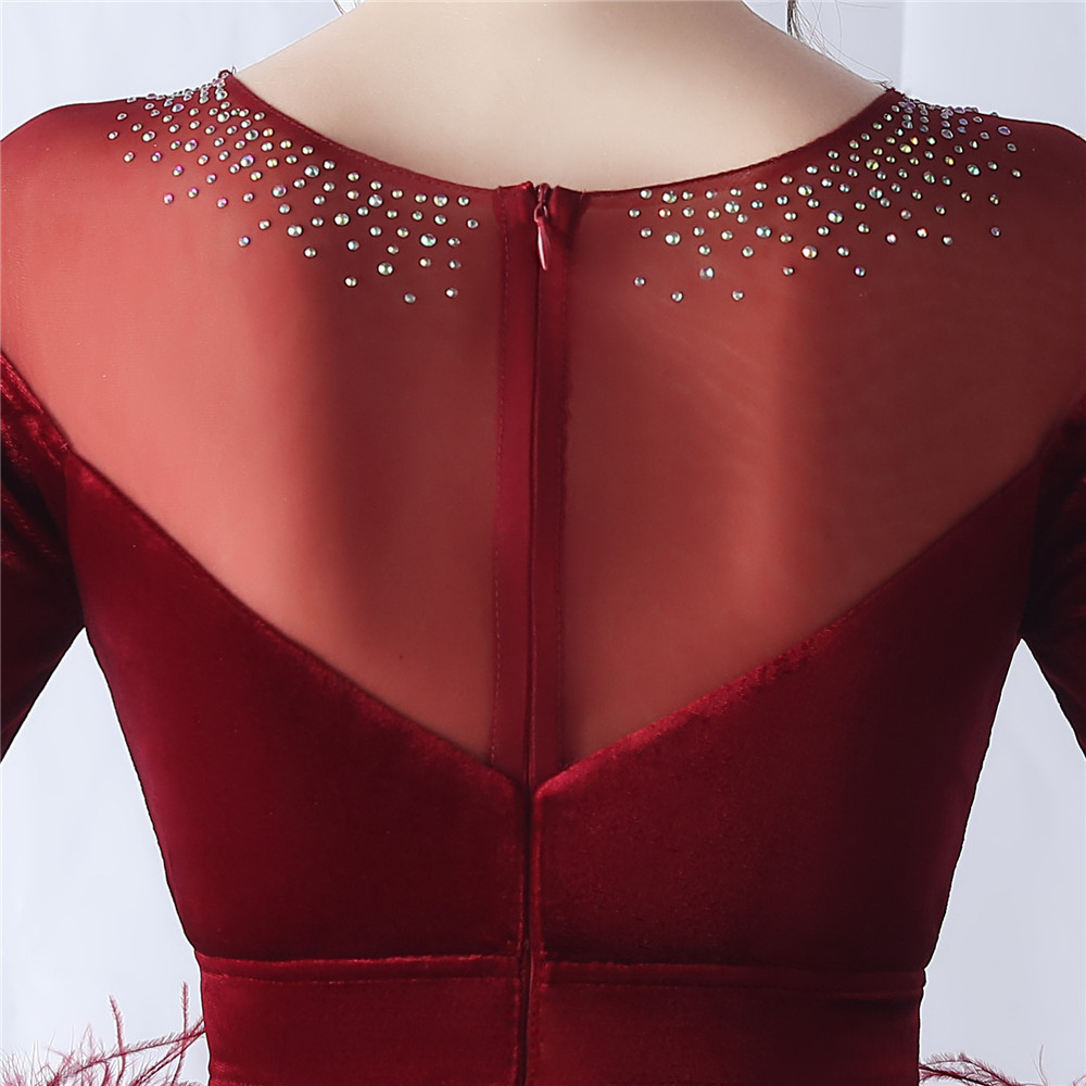 Women's gradient beaded diamond velvet high-end evening dress_voghion.com