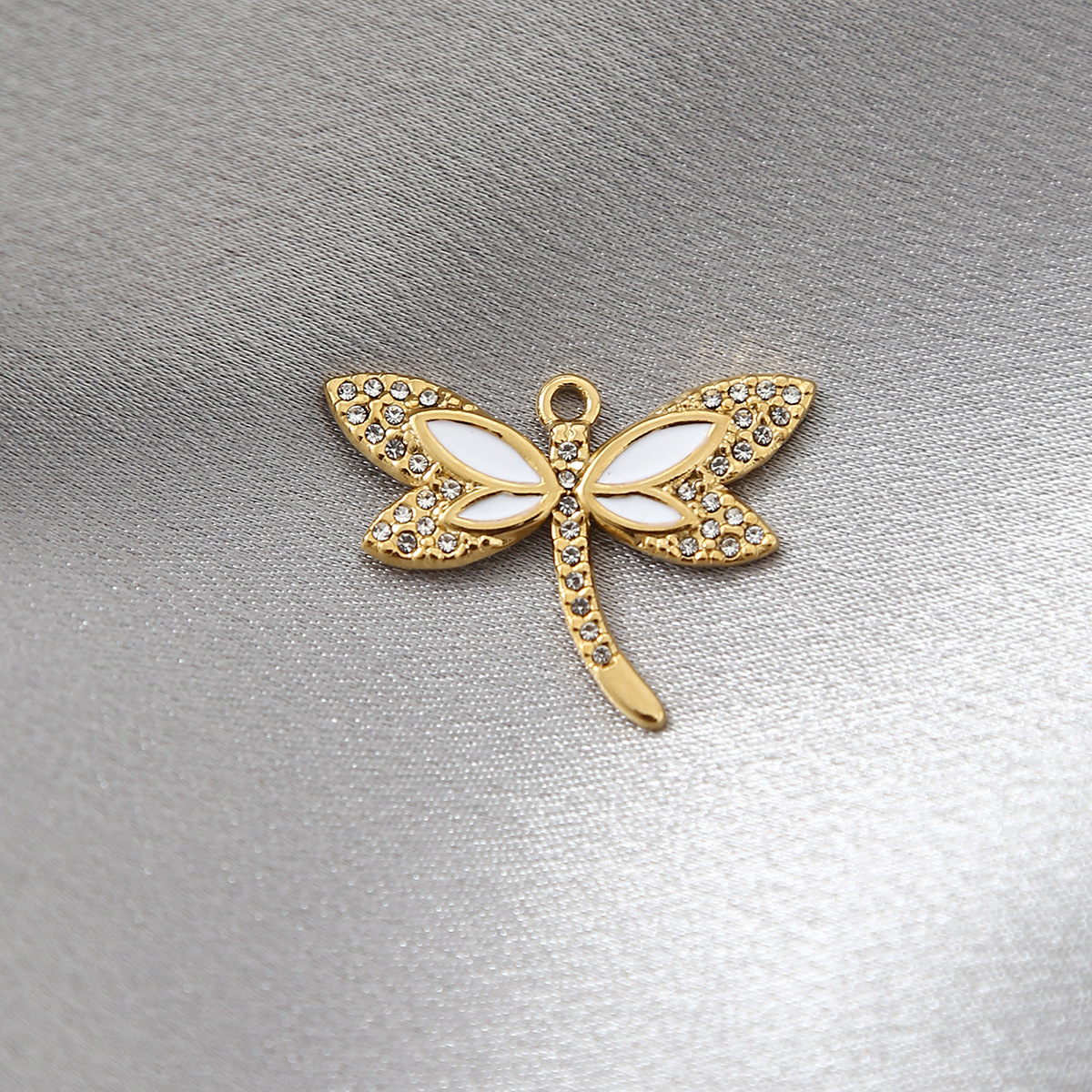 4g Weight Pendant Jewelry Making Type 20 * 27mm Jewelry Making Size Zircon Inlay Material Jewelry Accessories Classification 304 Stainless Steel Material Dragonfly Pattern All Seasons Season Plating Design Elegant, Glam Style 20 * 27mm 304 Stainless Steel Zircon Dragonfly Pendant Jewelry Accessories 5