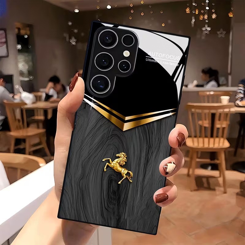 High-End Business-Style Faux Wood Grain Pegasus Galaxy S20 Ultra Glass Phone Case Processing and Production Shell