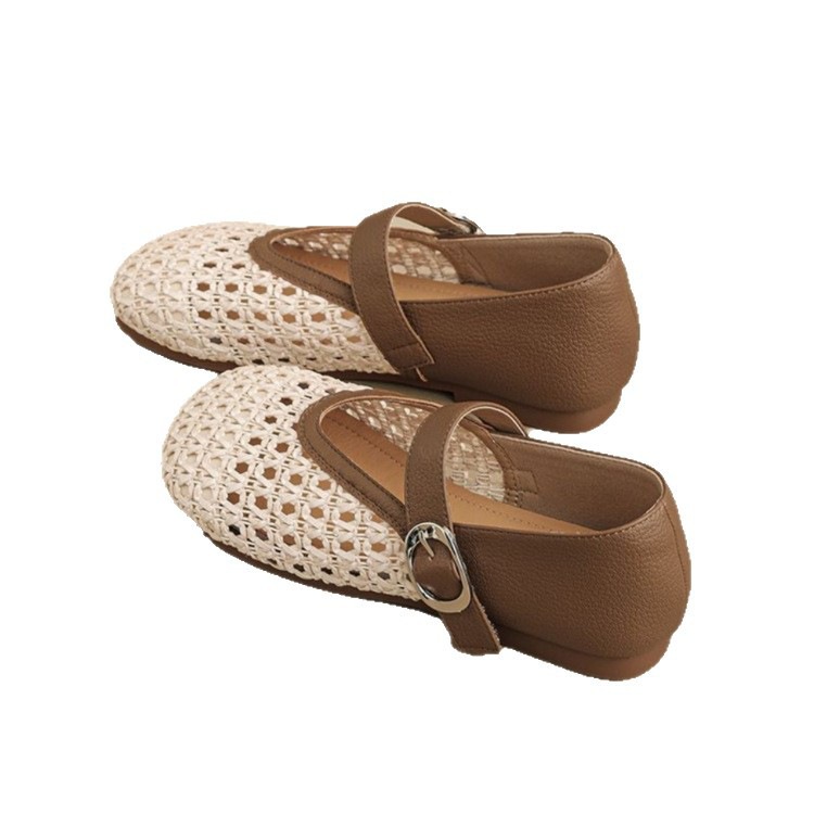 Tejido muy bueno usar zapatos de mujer francesa Marie Jean 2026 verano nuevo suela suave vacío hada con falda zapatos de boca superficial