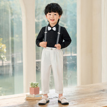 儿童背带裤春秋新款韩版长袖衬衫套装男童六一主持合唱表演礼服