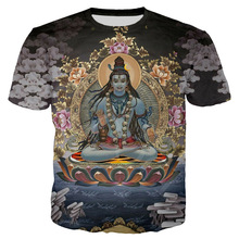 CLOOCL 亞馬遜夏季T恤3D數碼濕婆神印花短袖圓領時尚上衣跨境批發