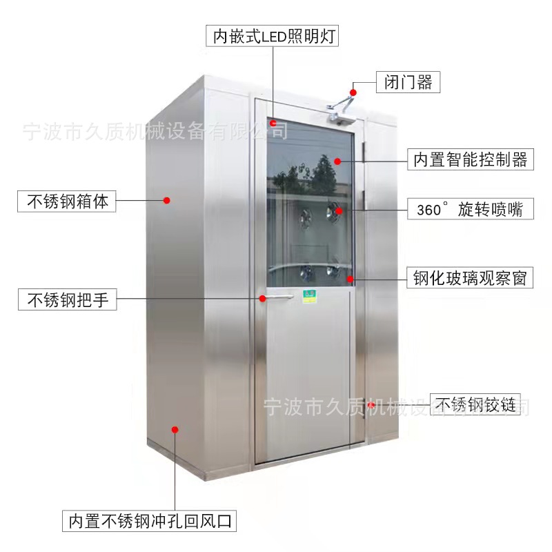 风淋室单人双吹不锈钢风淋房双人双吹工厂用食品无尘车间风淋门