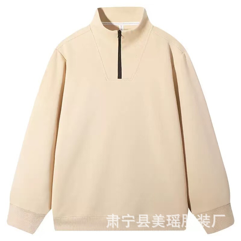 半拉链立领卫衣男春秋冬季美式复古加绒半拉链男士纯色休闲外套男|undefined