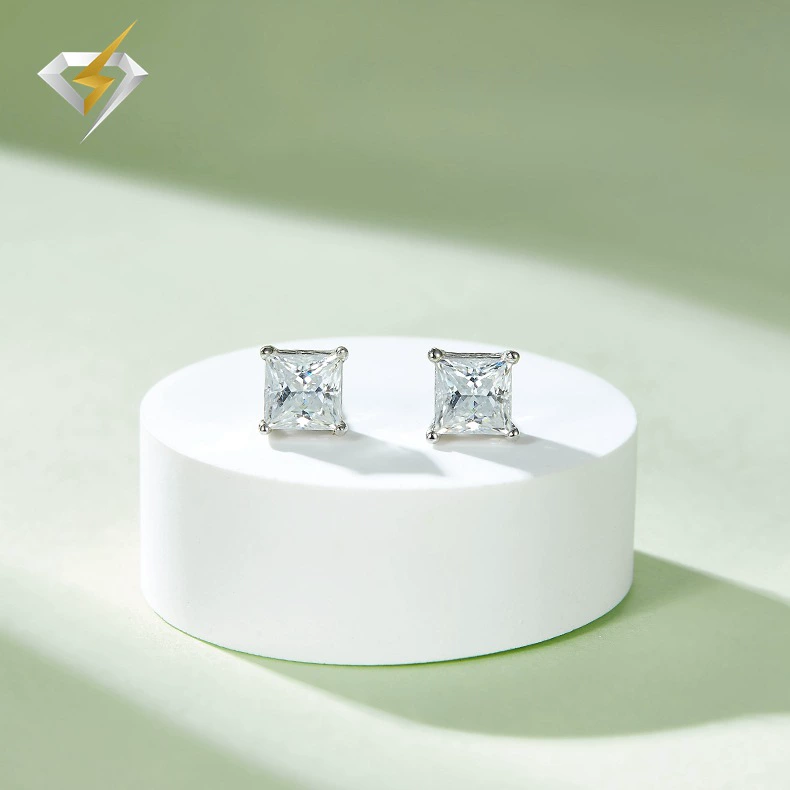Серьги из муассанита, трансграничная Внешняя торговля, электронная коммерция, новые простые серьги Princess S925, серебряные украшения оптом