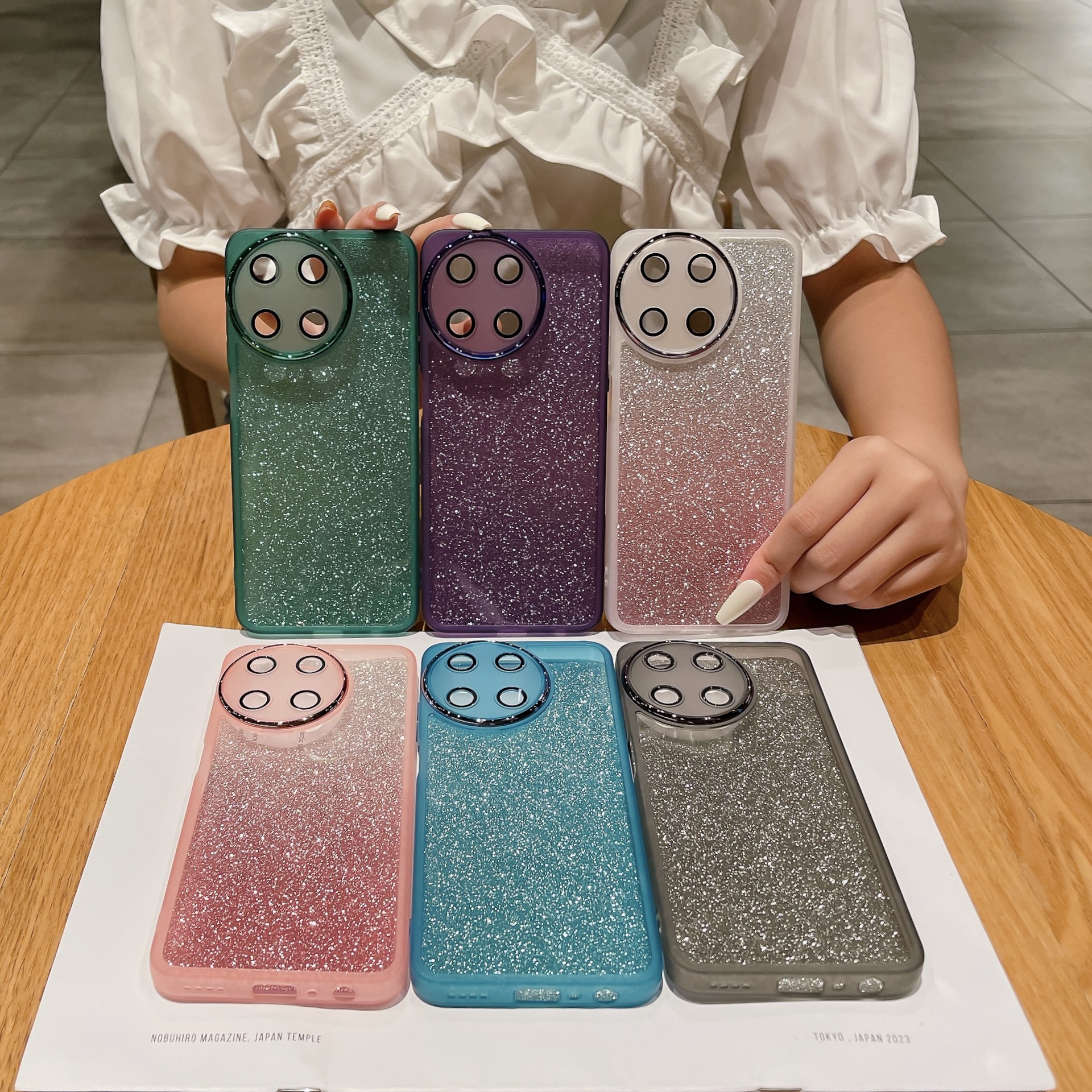 适用Realme15pro C71 C63 NOTE70闪粉贴纸手机壳1+Nord CE5魅瞳套