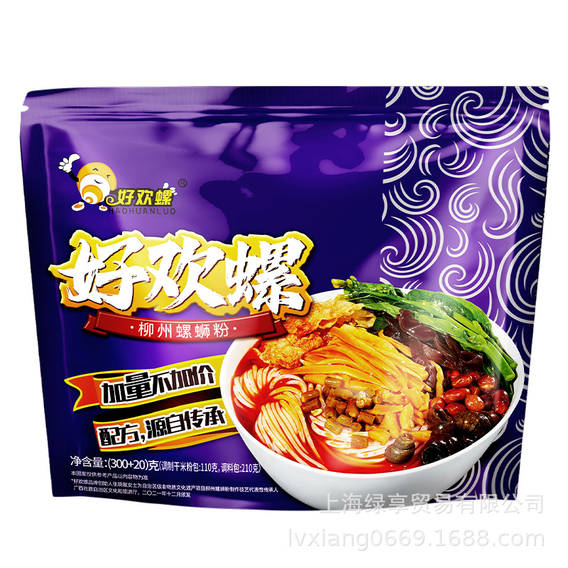 好欢螺螺蛳粉小龙虾味袋装 加辣加臭螺丝粉 麻辣素毛肚螺蛳粉