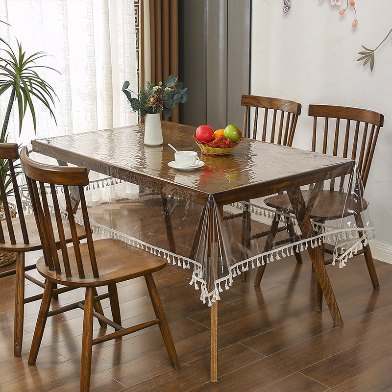 부드러운 유리 식탁보 - 프린지 가장자리