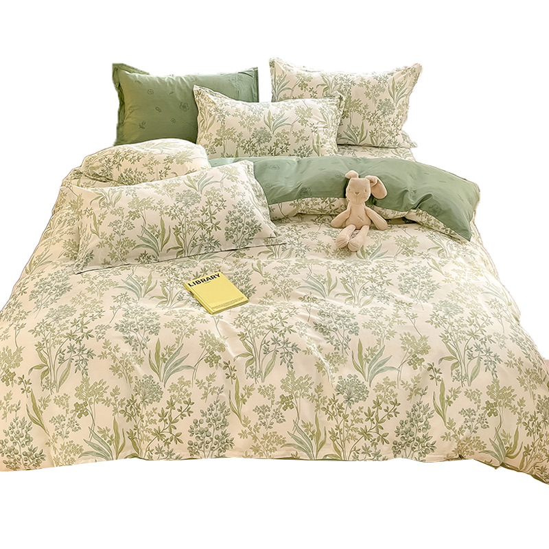 Sábana de algodón de cuatro piezas pequeña y fresca, ropa de cama de tres piezas para estudiantes