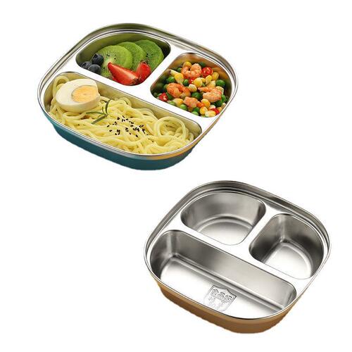 304 stainless steel children's dinner plate, kindergarten fast food plate, baby eating plate, divided lunch box, deepened student lunch box