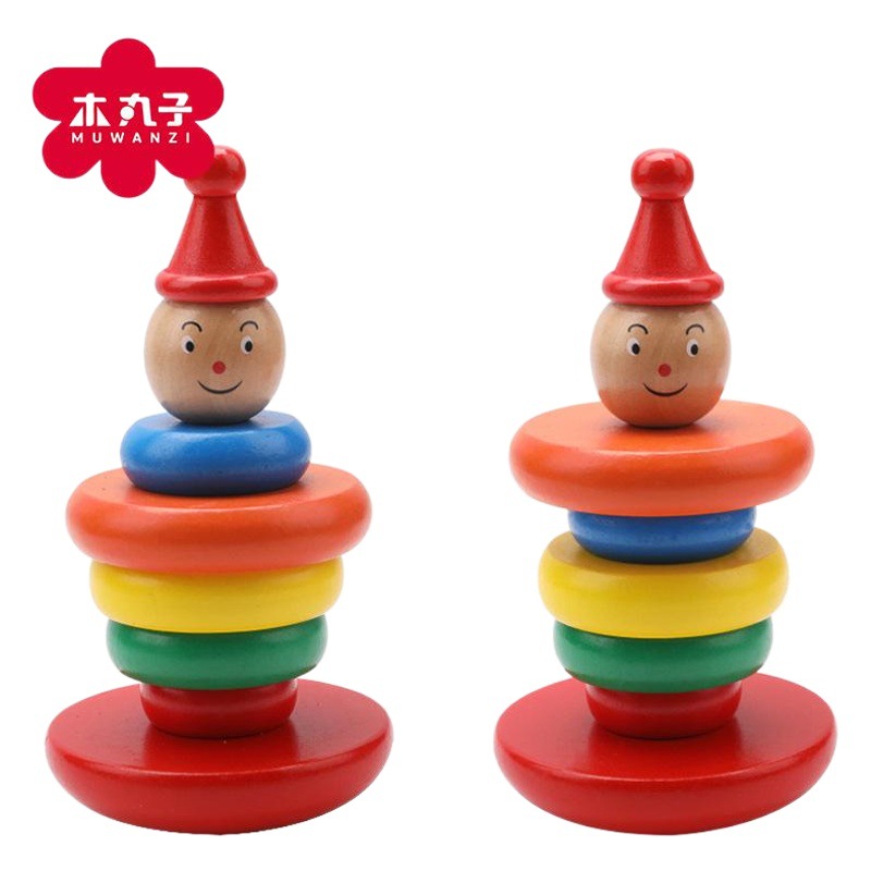Juguete de madera con anillos apilables de arcoíris para bebés, juguete educativo para la primera infancia.