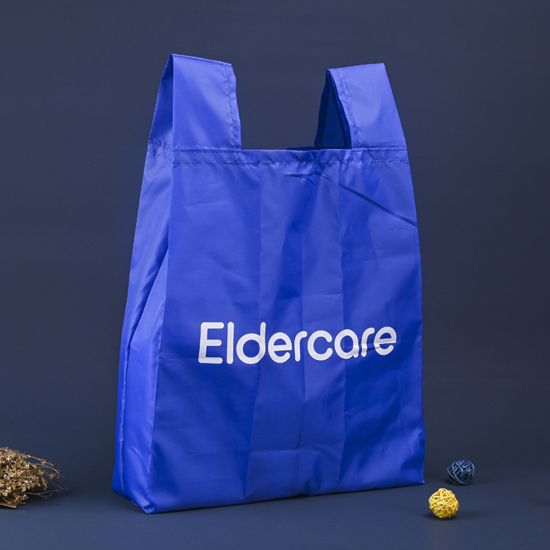 厂家手提购物袋涤纶超市购物袋蓝色折叠购物袋广告购物袋可印LOGO