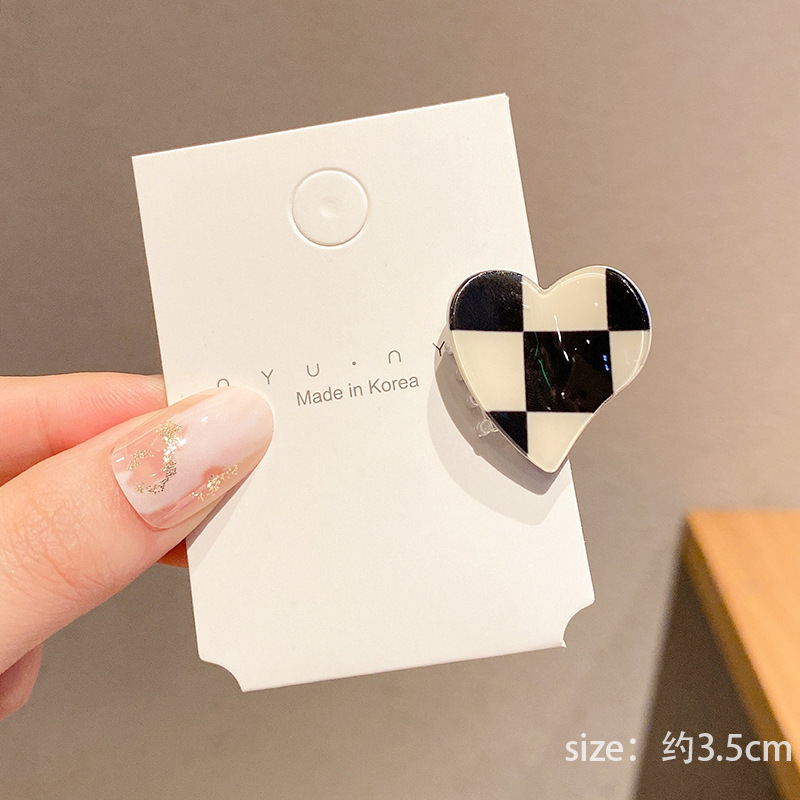 Tablero de Damas blanco y negro Plaid horquilla hembra ins Corea del Sur clip de pico de pato Mori clip sin costuras flequillo lateral clip accesorios para el cabello