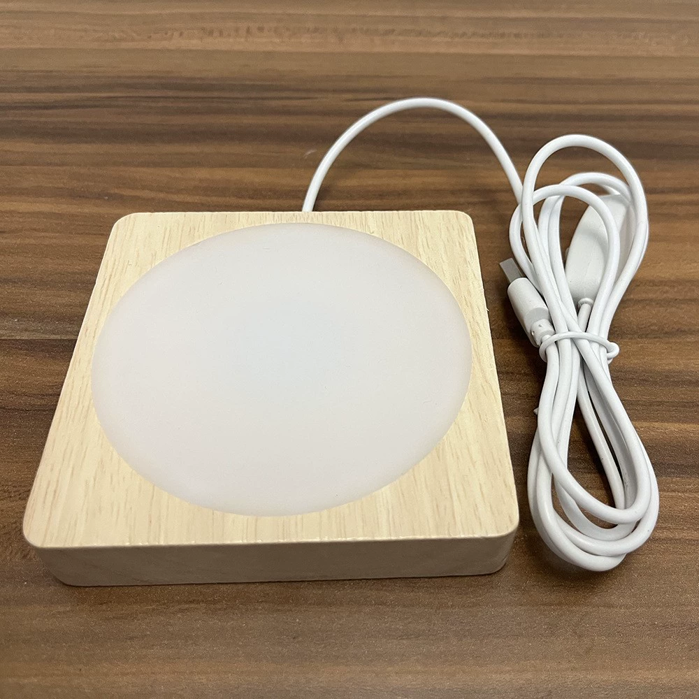 Квадратная деревянная основа из натуральной древесины, держатель для LED-лампы, ночник, ручная работа