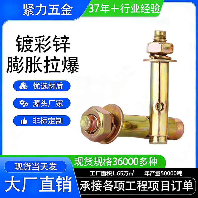 镀锌碳钢膨胀螺丝吊顶铁拉爆螺钉批发加长彩锌外六角膨胀螺栓