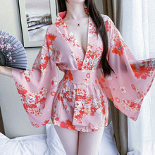 大码新款情趣内衣日式和服日式印花诱惑日系深v性感激情睡袍浴袍