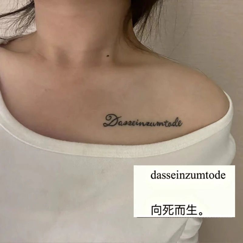 To the Dead English Tattoo Sexy Herbal Semi-Permanent Dark Juice Waterproof Spice Girl Collarbone Lasting Realistic