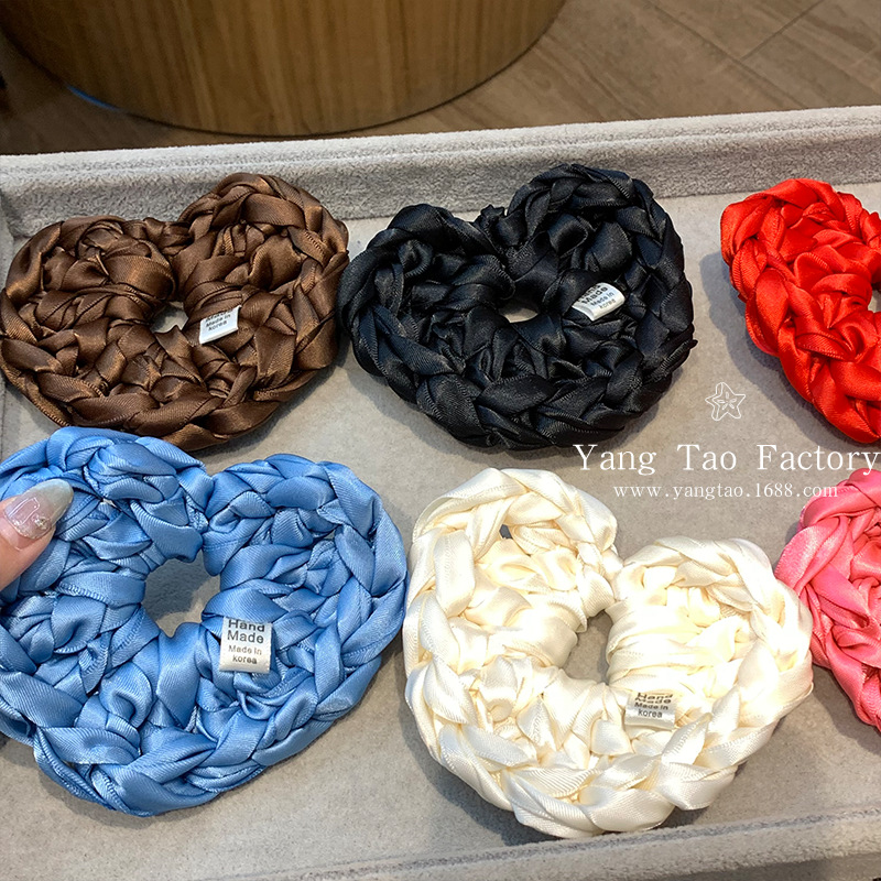 Isladegar blogger con color brillante tejido a mano gran flor amor bola cabeza de caballo anillo de cabello cuerda cabeza