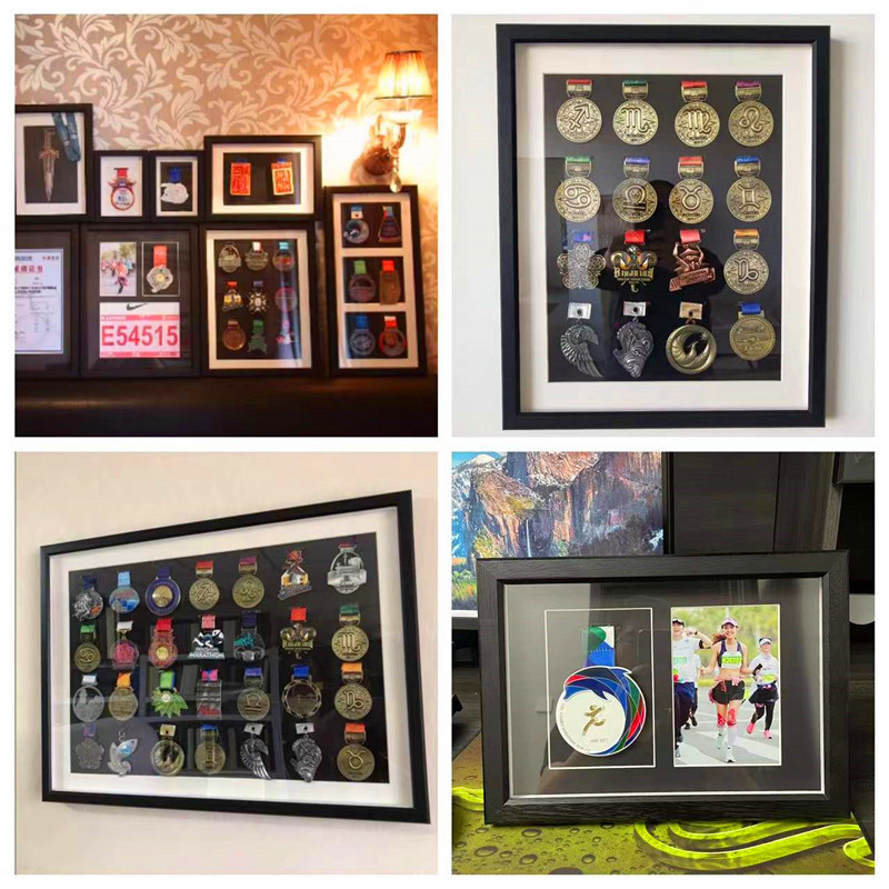 Marathon Medal Storage Display Frame Wall Hanging Keep Balance Car Frame Swing Table Medal Frame Solid Wood Photo Frame hcds