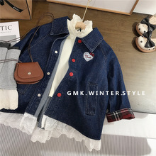 女童风衣春秋新款儿童洋气时髦秋季中长款女宝宝秋装牛仔外套外贸