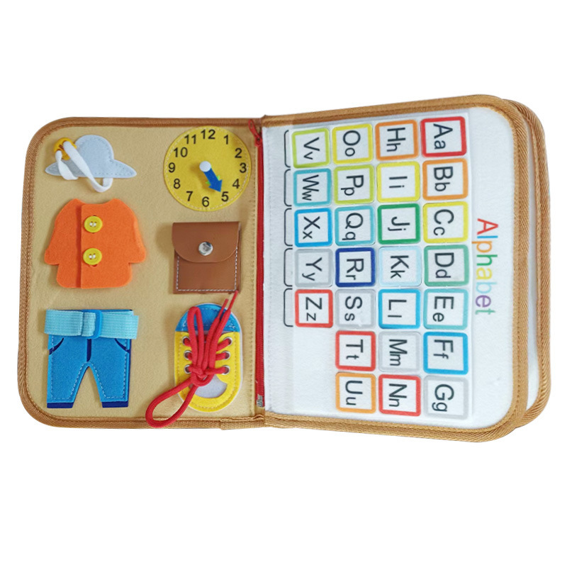 Bebé sentía tablero de aprendizaje de fieltro tablero ocupado kindergarten vestidor aprendizaje libro de texto Amazon libro de tela juguetes de educación temprana