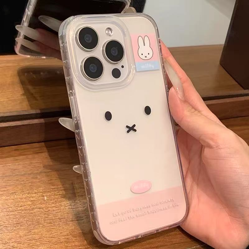 Coreano ins lindo conejo para iphone15 transparente 16ProMax Apple 14 cordón 13 femenino 15P fresco