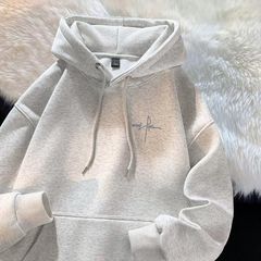 波墨仕青少年加绒卫衣男秋冬加厚保暖帽衫潮牌潮流连帽男大码外套
