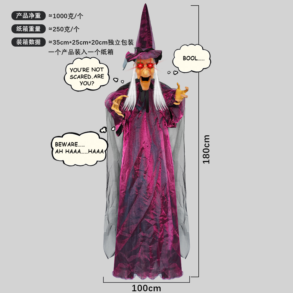 Muñeca Fantasma Colgante con Voz Activada, Brillante y que Grita, para Decoración de Halloween, Casa Embrujada, Escape Room, Serie Bruja