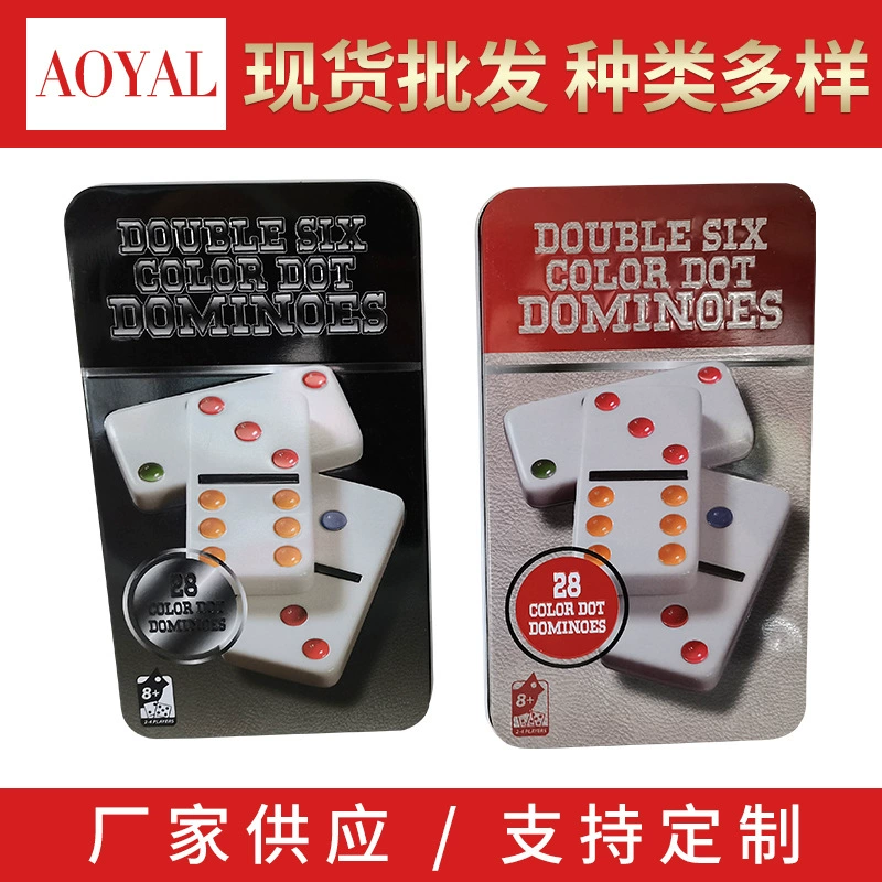 Домино железная коробка 5010 меламин белый фон цветные точки головоломки домино мульти-стиль производителей на складе