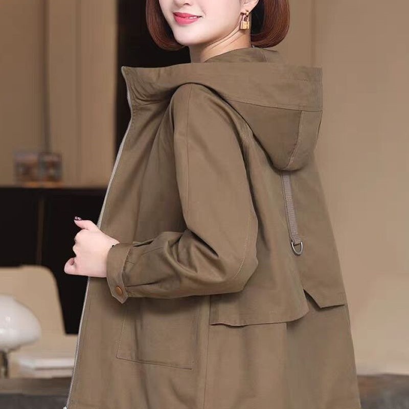 妈妈装上衣秋短款大码女装风衣中年宽松胖夹克显瘦外套春秋休闲|undefined