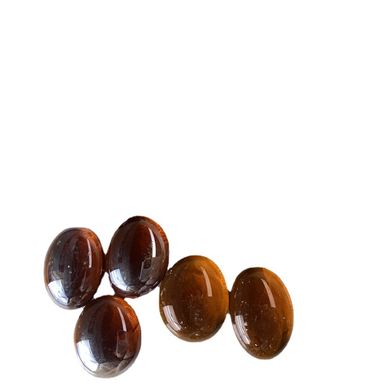 Cuentas planas de vidrio transparente esmerilado ámbar/café, 18-20mm, accesorios para chimenea y estufa de gas