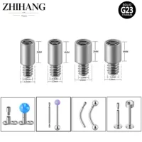 Zhihang F136 титановый удлинитель наружной резьбы для внутренних зубов пирсинг ювелирных изделий