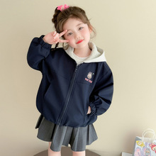 女宝宝春秋装洋气拉布布外套2025新款女小童韩版秋款连帽开衫上衣