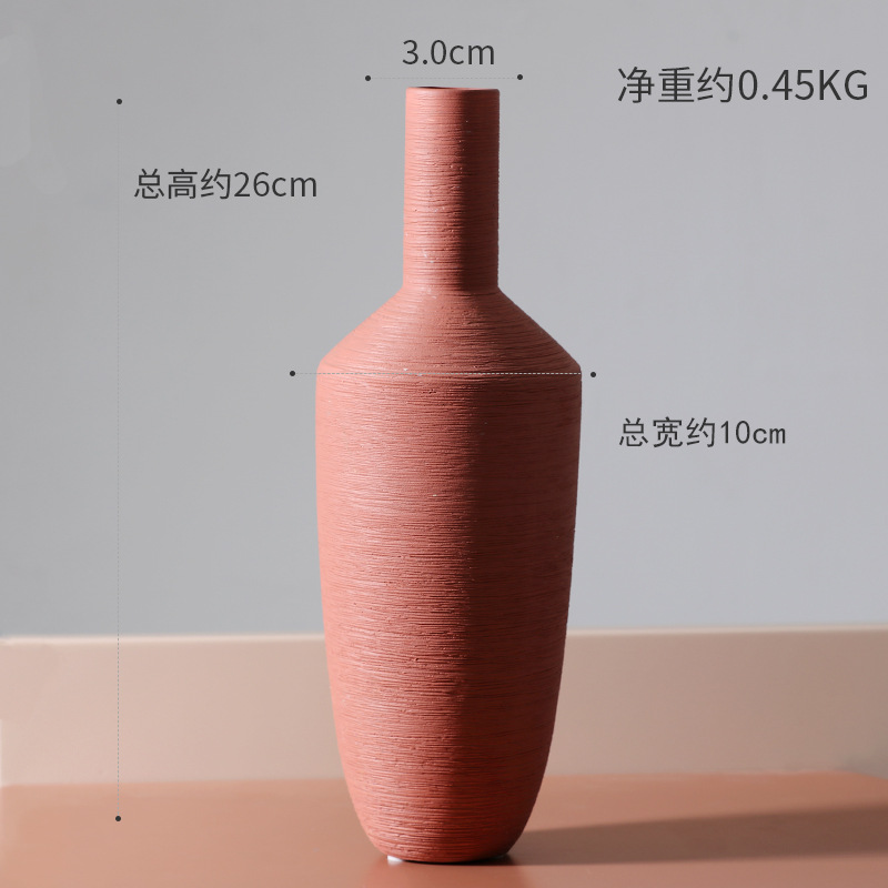 INS Estilo nórdico color arte florero de cerámica decoración simple flor seca arreglo hogar Sala decoración suave