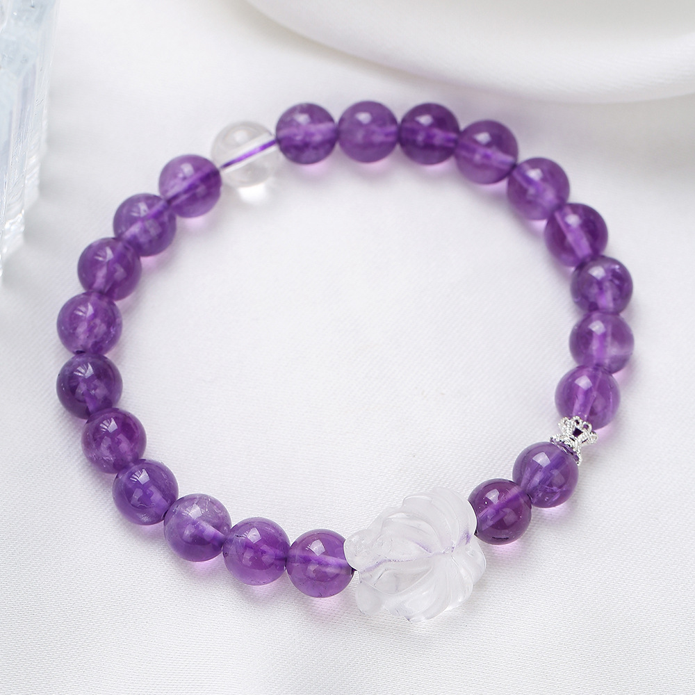 8 mm Ametista cristal blanco zorro de nueve colas 17,5 cm