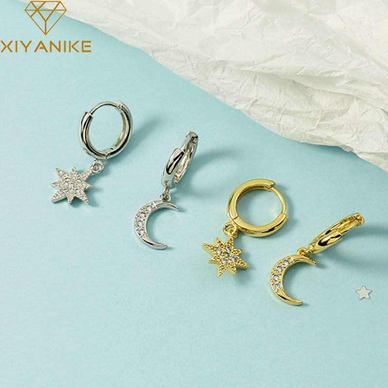New Trendy Stud Earrings Moon Stars Simple Earringspicture16