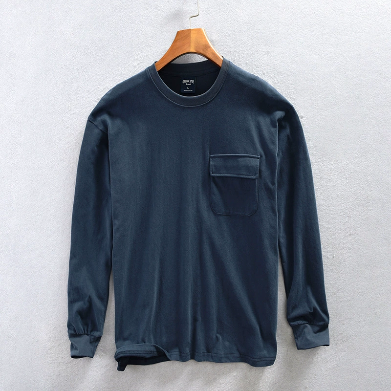 Z9002 мужская футболка с круглым вырезом с длинным рукавом