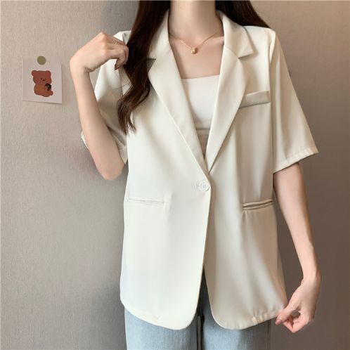 Lightweight Women's Summer Blazer Korean Style Casual Suit Jacket_voghion.com