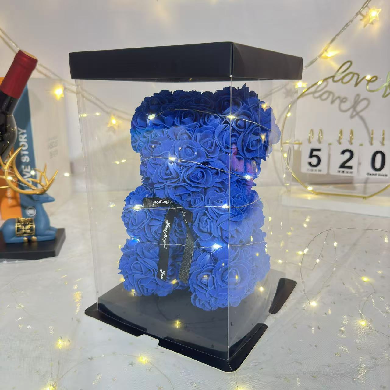 Flor inmortal rosa oso 520 Día de San Valentín regalos del día de la madre regalos de cumpleaños de novia simulación de flores de espuma creativas